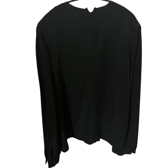 ALEX SPORT MILAN NEW YORK Silk Long Sleeved Blouse Womens 12 Black Elega… - Picture 3 of 10